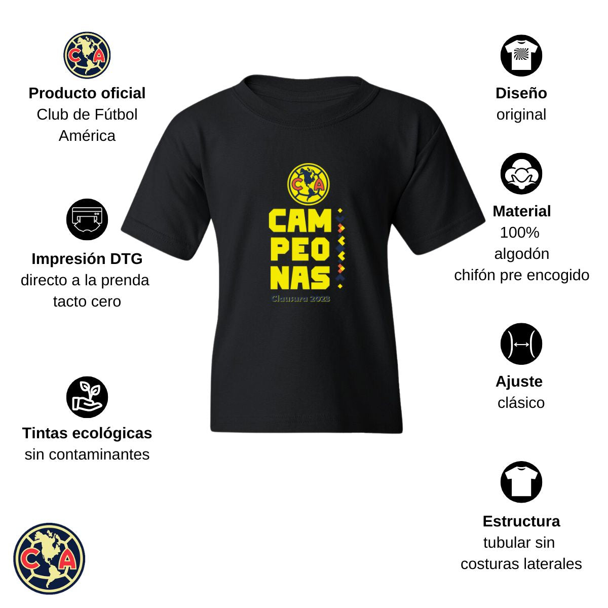 Playera Niños América Campeonas Cl 2023