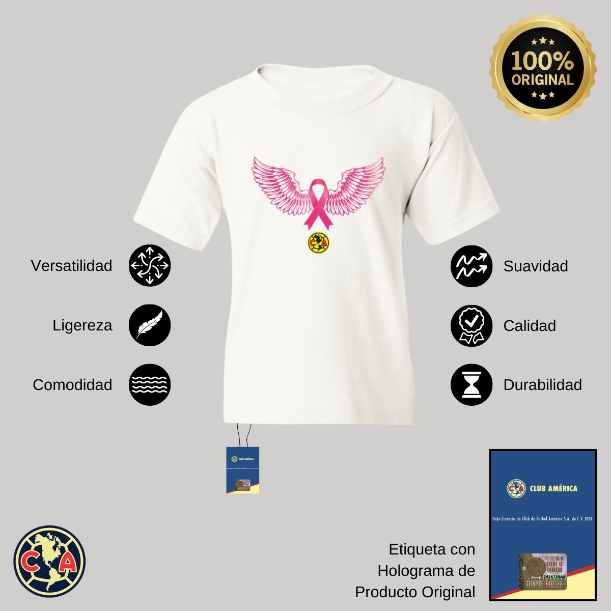 Playera Niños América Vs Cáncer Mama