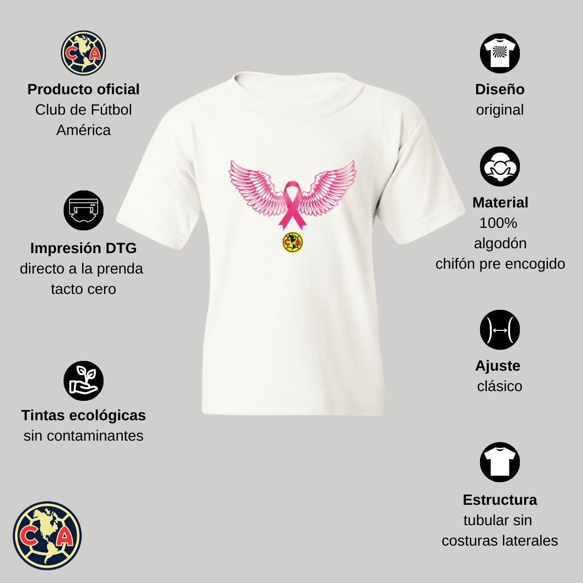 Playera Niños América Vs Cáncer Mama