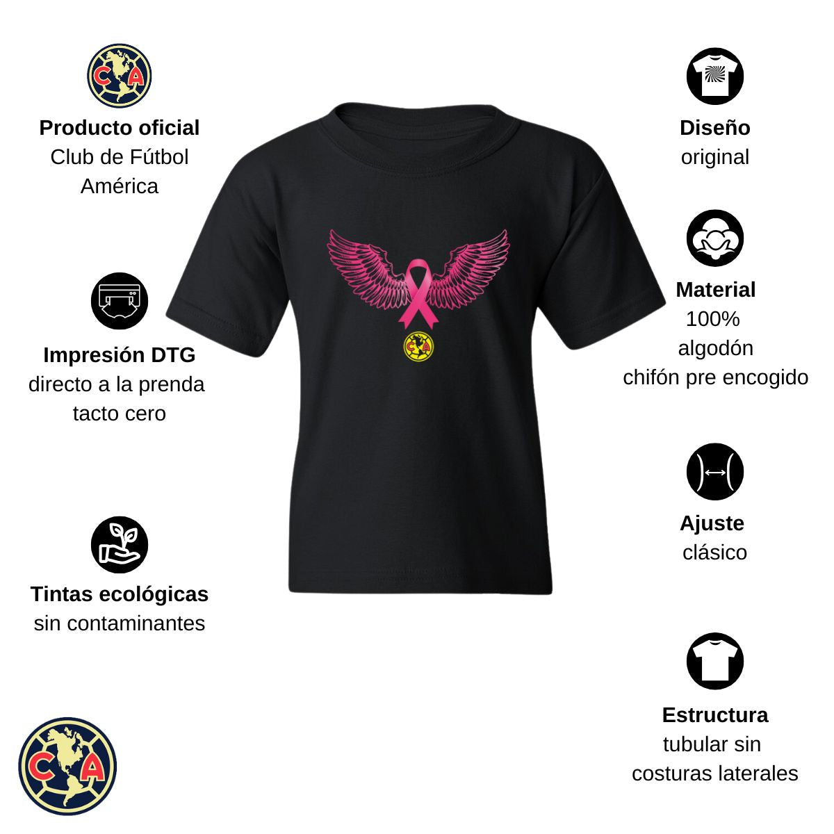 Playera Niños América Vs Cáncer Mama