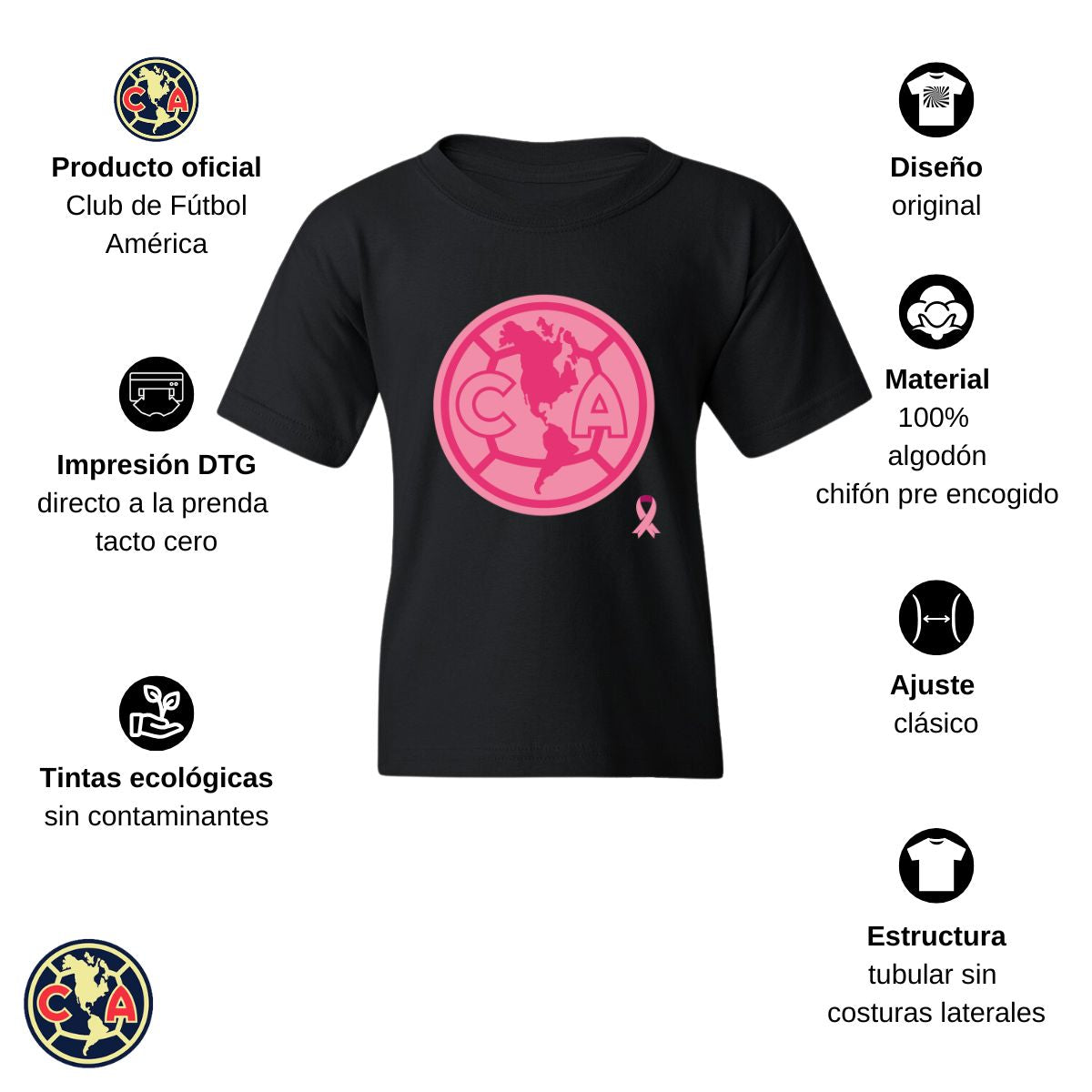 Playera Niños América Logo Rosa