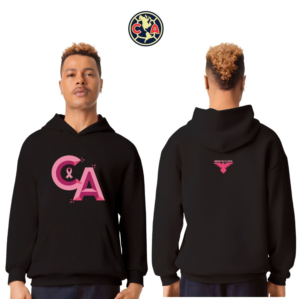 Sudadera Hombre Hoodie Pro Dry América Mes rosa