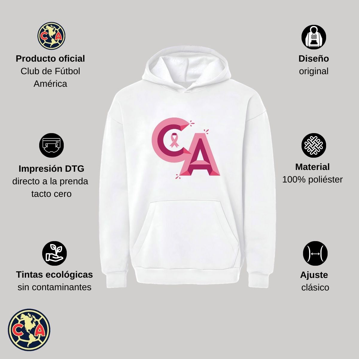 Sudadera Hombre Hoodie Pro Dry América Mes rosa