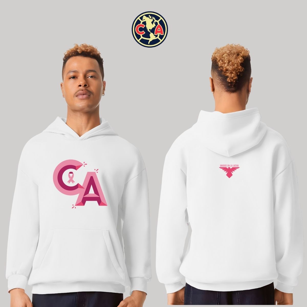 Sudadera Hombre Hoodie Pro Dry América Mes rosa