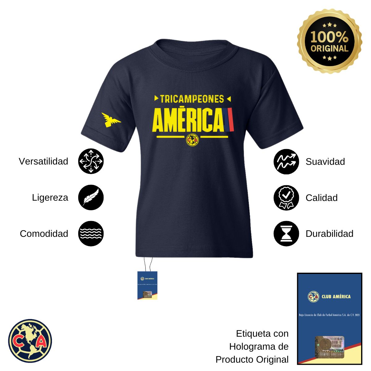 Playera Niños América Tricampeón