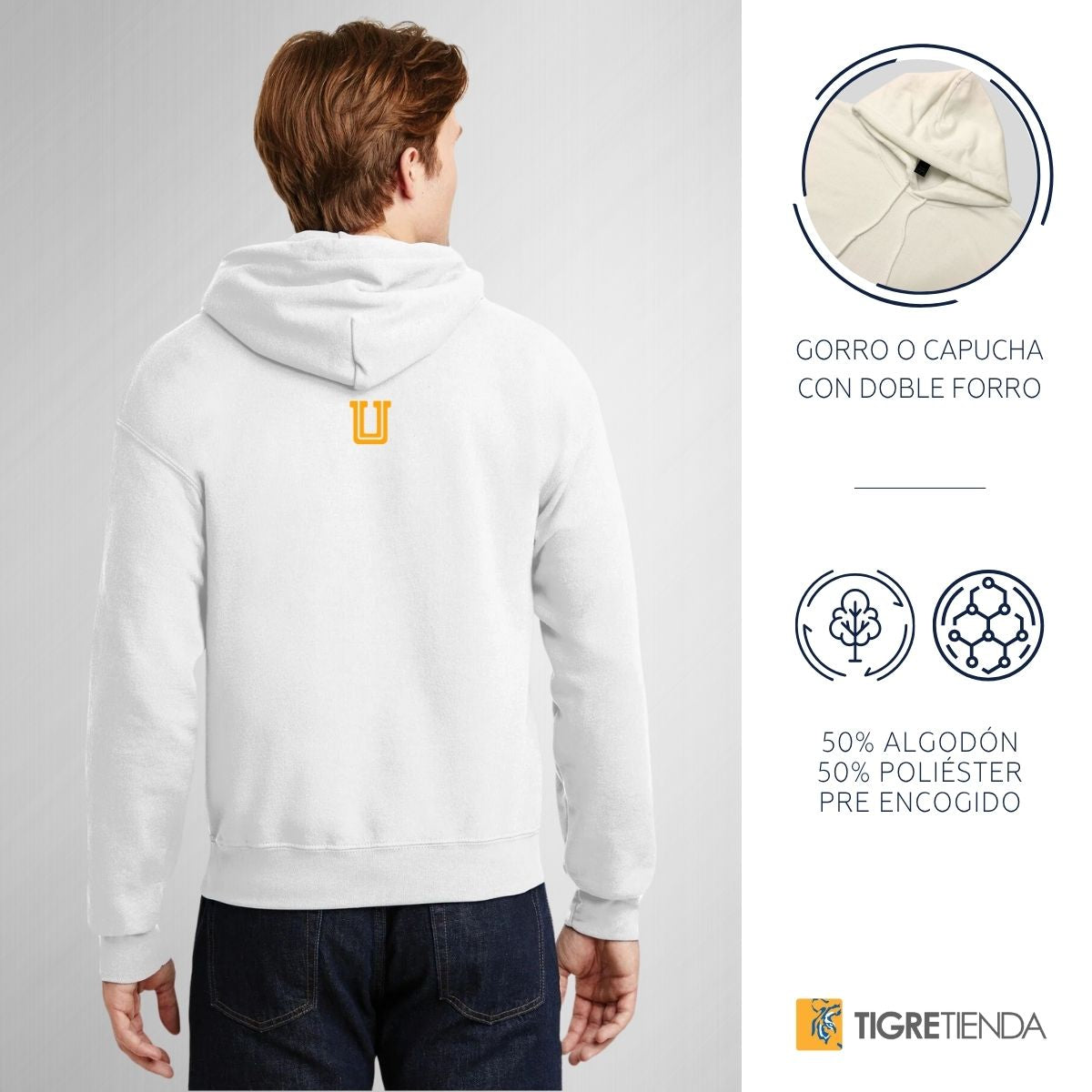 Sudadera Hombre Hoodie Tigres UANL Cara Tigre