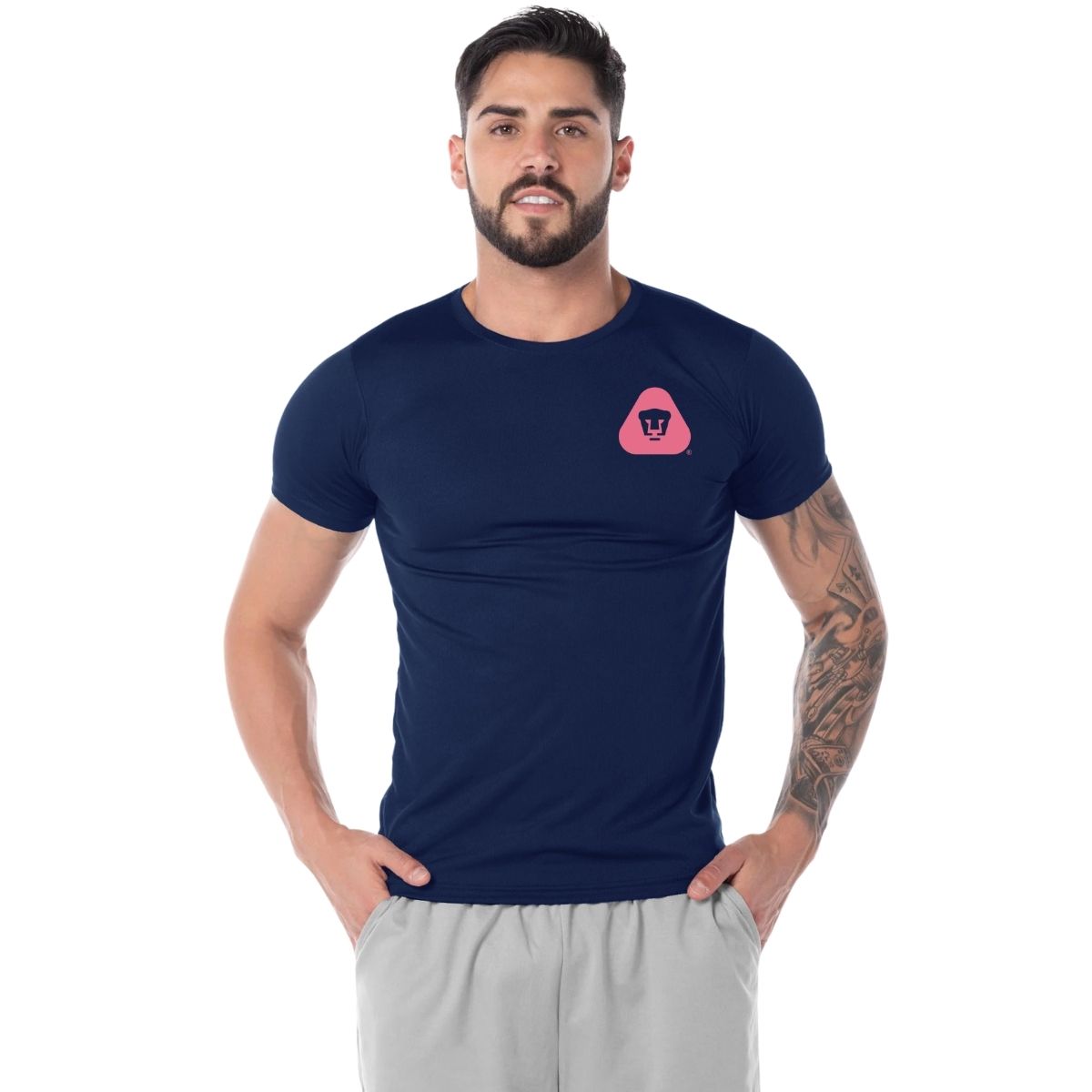 Playera Transpirable Hombre Pumas UNAM Emblema Rosa Vinil