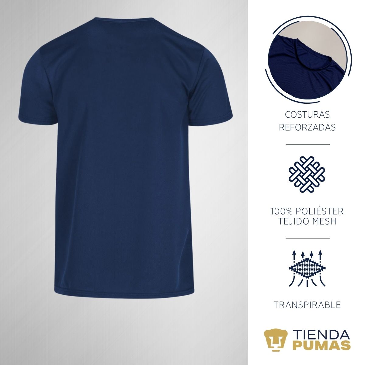 Playera Transpirable Hombre Pumas UNAM Emblema Rosa Vinil