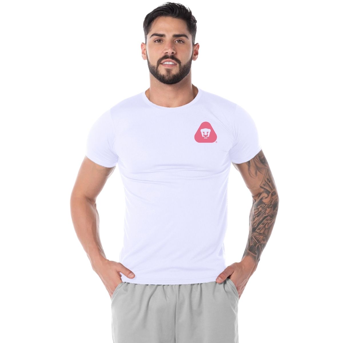 Playera Transpirable Hombre Pumas UNAM Emblema Rosa Vinil