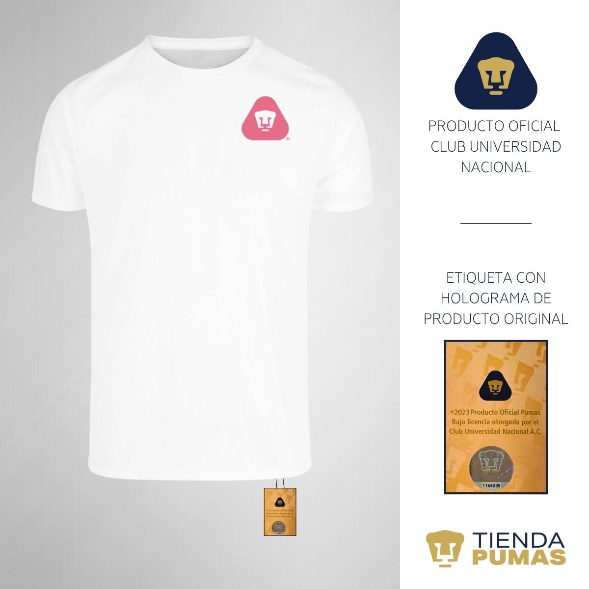 Playera Transpirable Hombre Pumas UNAM Emblema Rosa Vinil