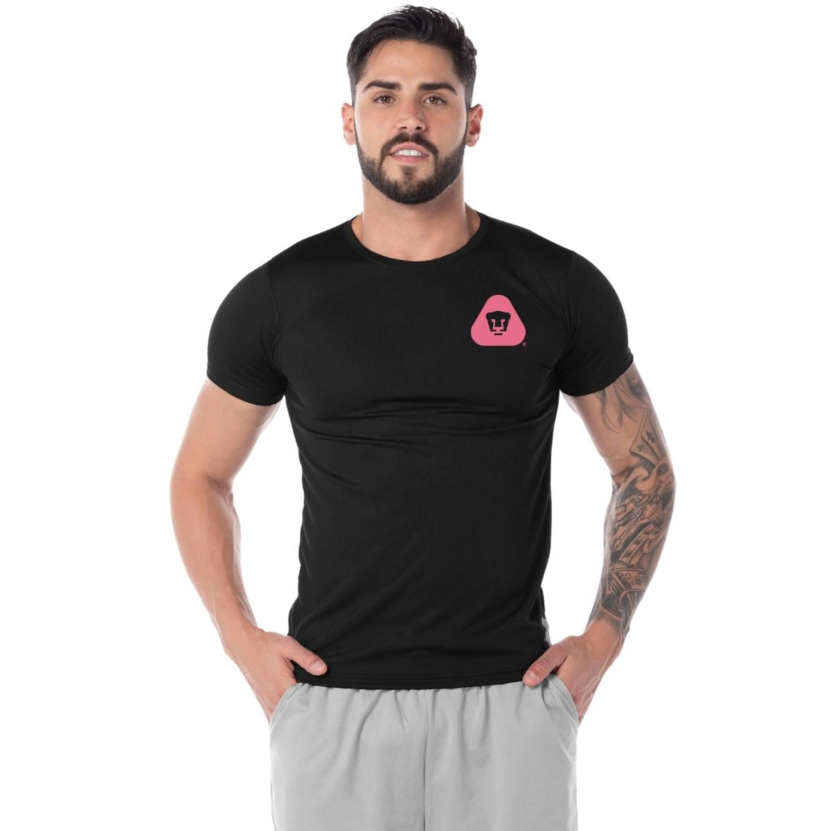 Playera Transpirable Hombre Pumas UNAM Emblema Rosa Vinil