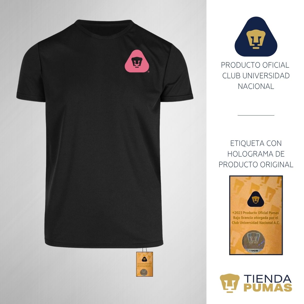 Playera Transpirable Hombre Pumas UNAM Emblema Rosa Vinil