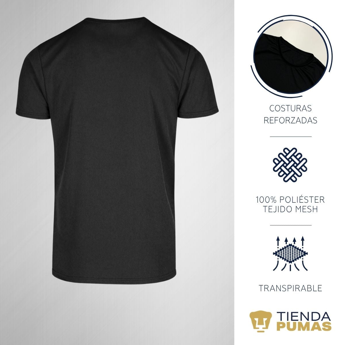 Playera Transpirable Hombre Pumas UNAM Emblema Rosa Vinil