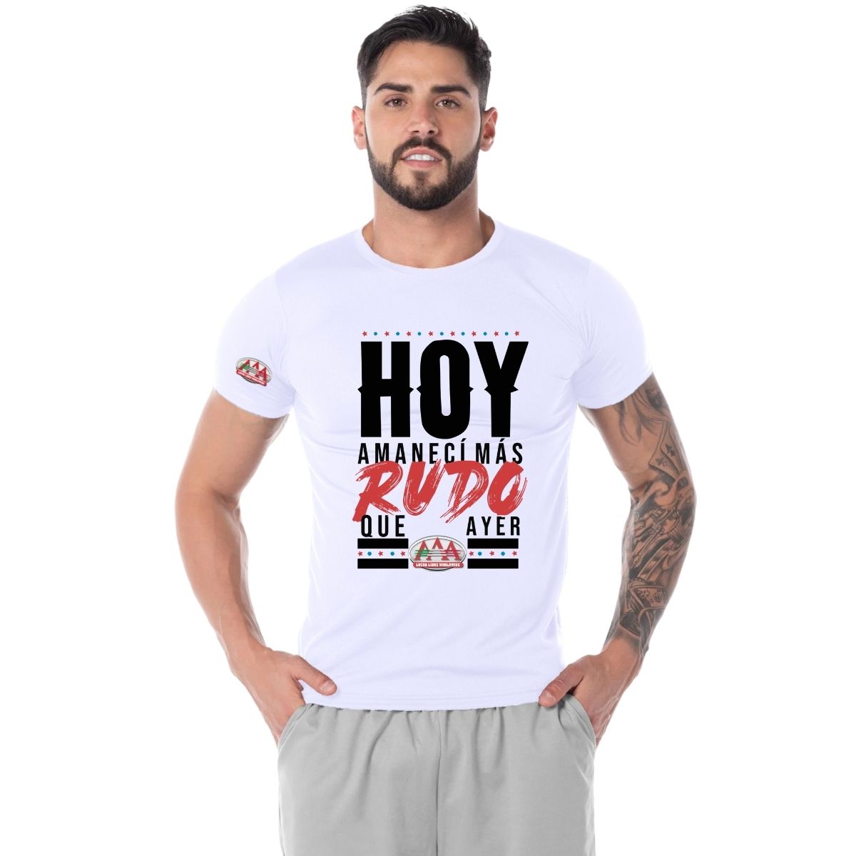 Playera Transpirable Hombre Lucha Libre AAA Amanecí Más Rudo