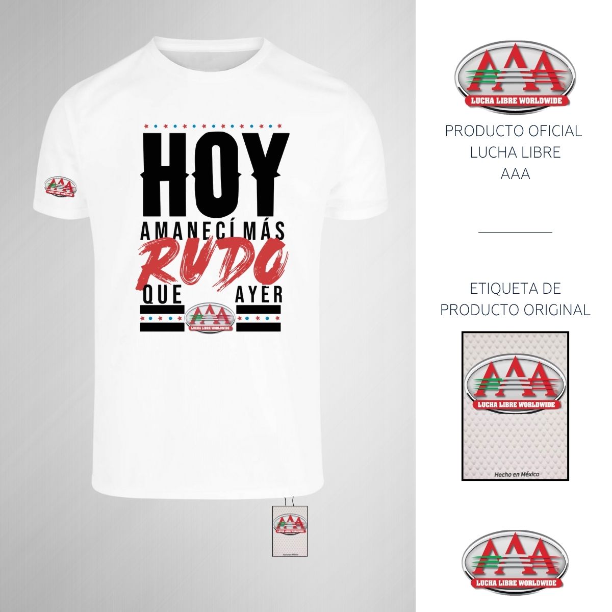 Playera Transpirable Hombre Lucha Libre AAA Amanecí Más Rudo