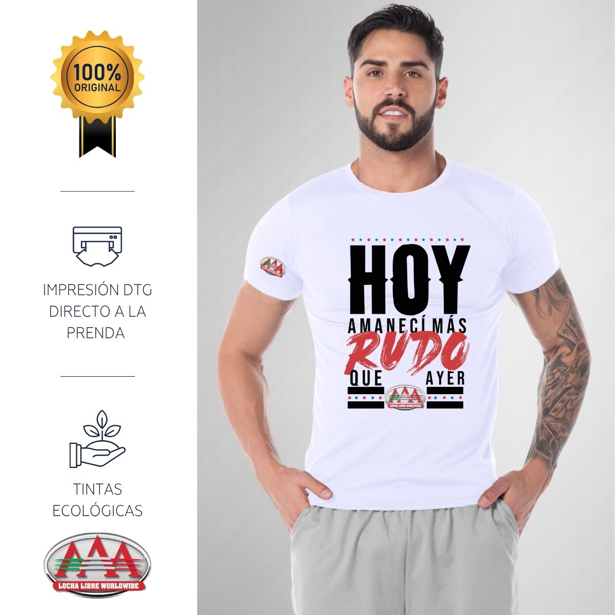 Playera Transpirable Hombre Lucha Libre AAA Amanecí Más Rudo