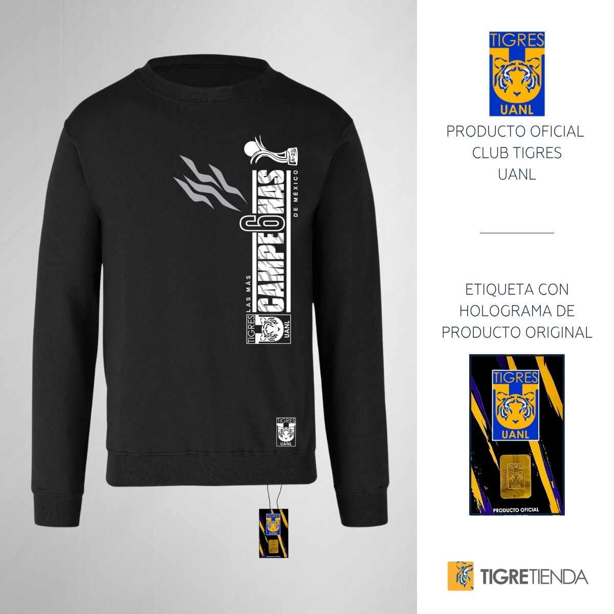Sudadera Mujer Tigres UANL Amazonas Campeonas Vertical