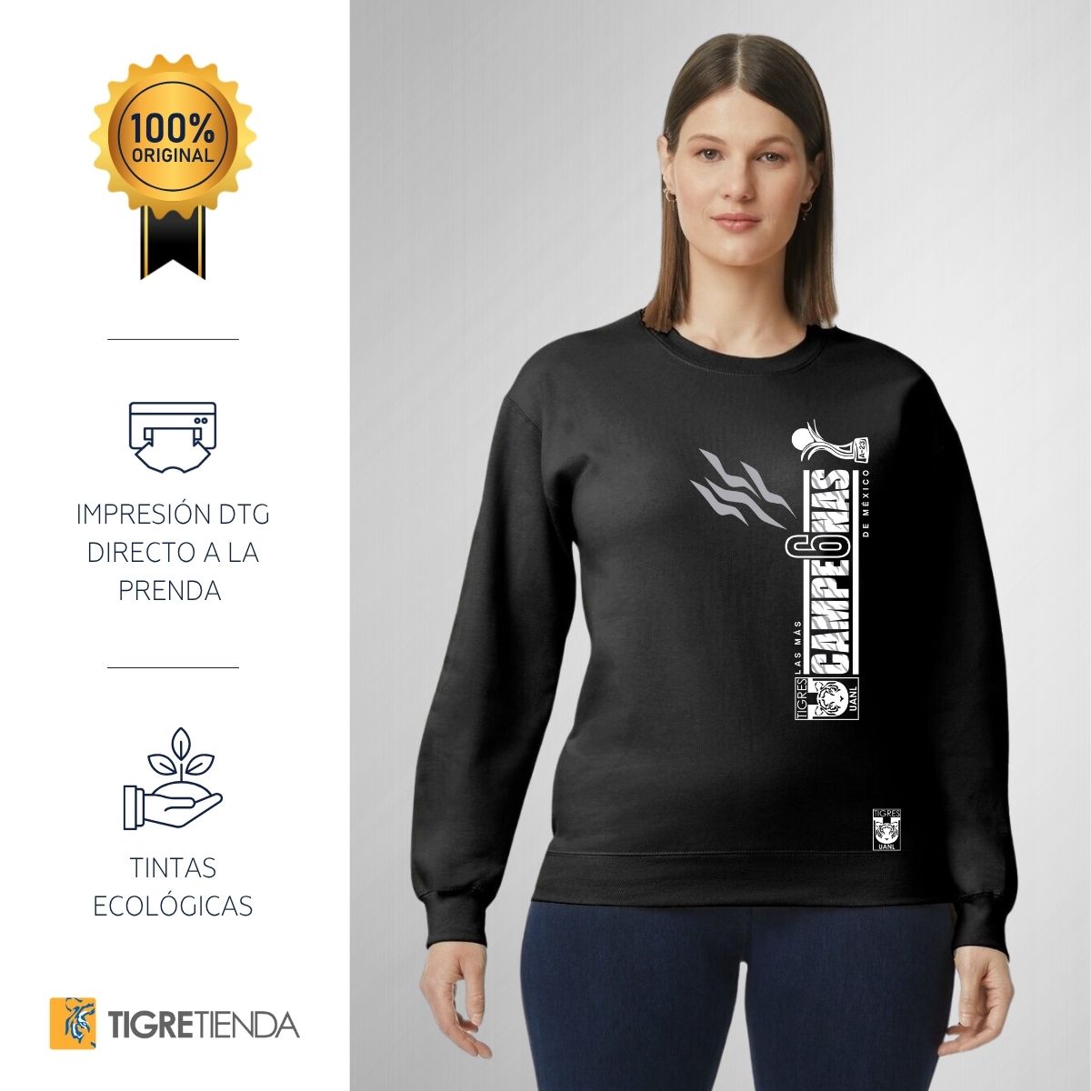 Sudadera Mujer Tigres UANL Amazonas Campeonas Vertical