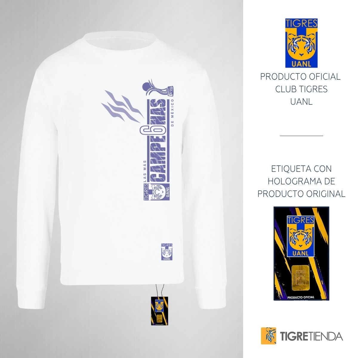 Sudadera Mujer Tigres UANL Amazonas Campeonas Vertical