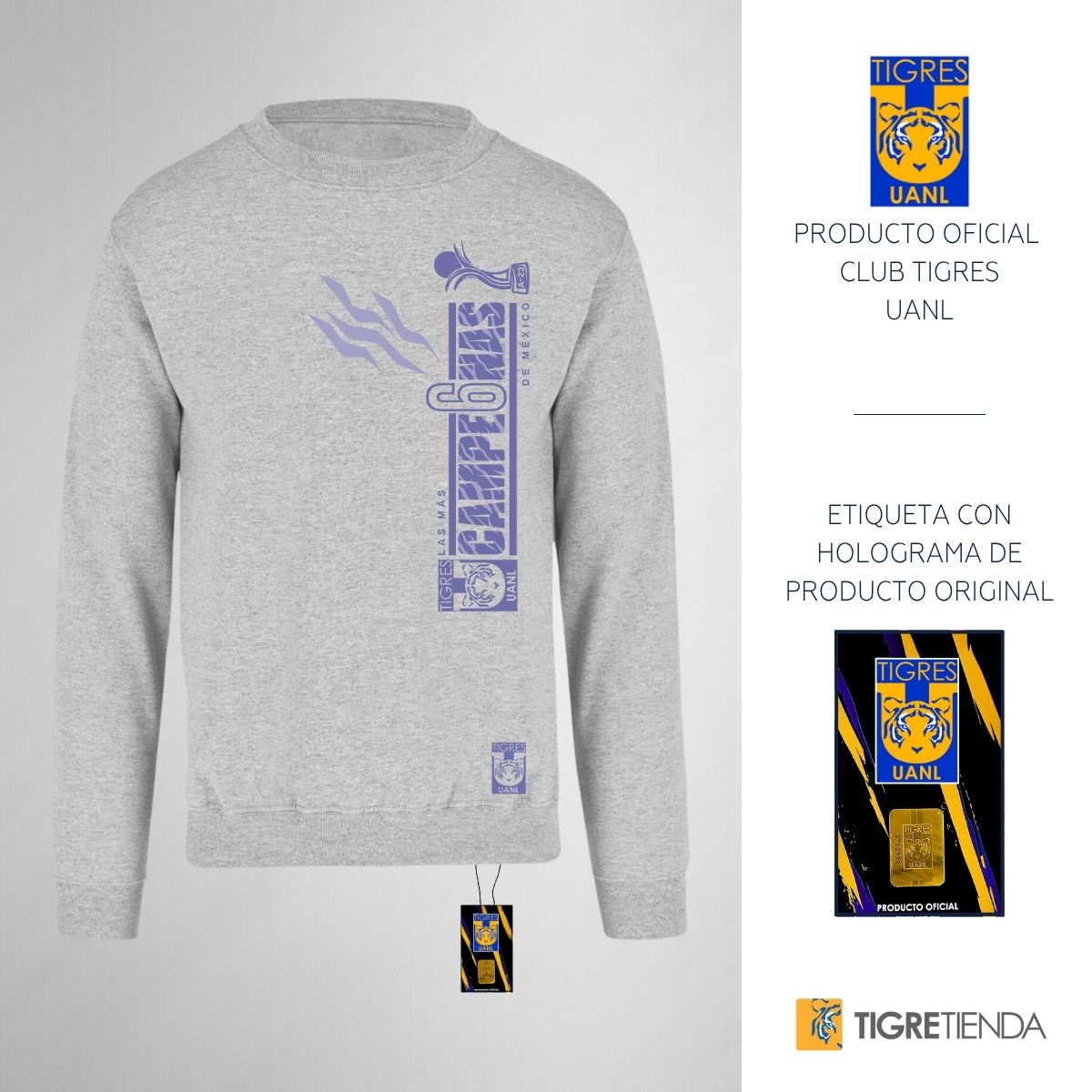 Sudadera Mujer Tigres UANL Amazonas Campeonas Vertical