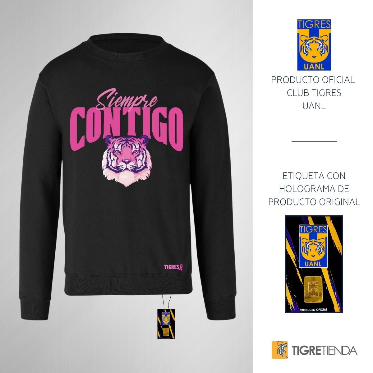 Sudadera Mujer Tigres UANL Siempre contigo rosa