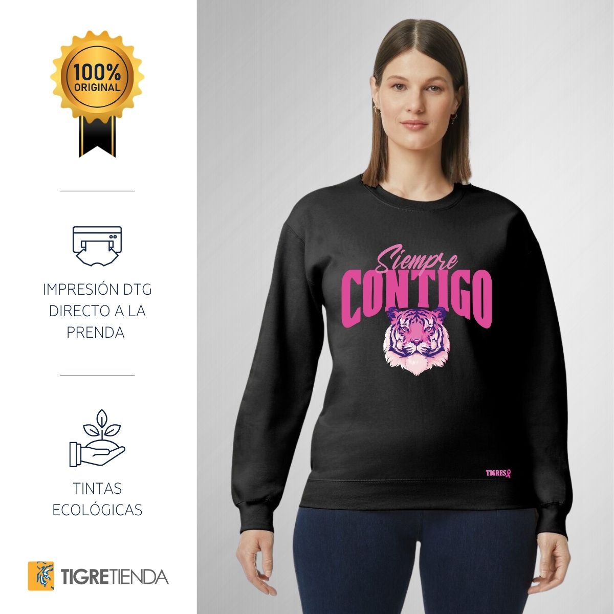 Sudadera Mujer Tigres UANL Siempre contigo rosa