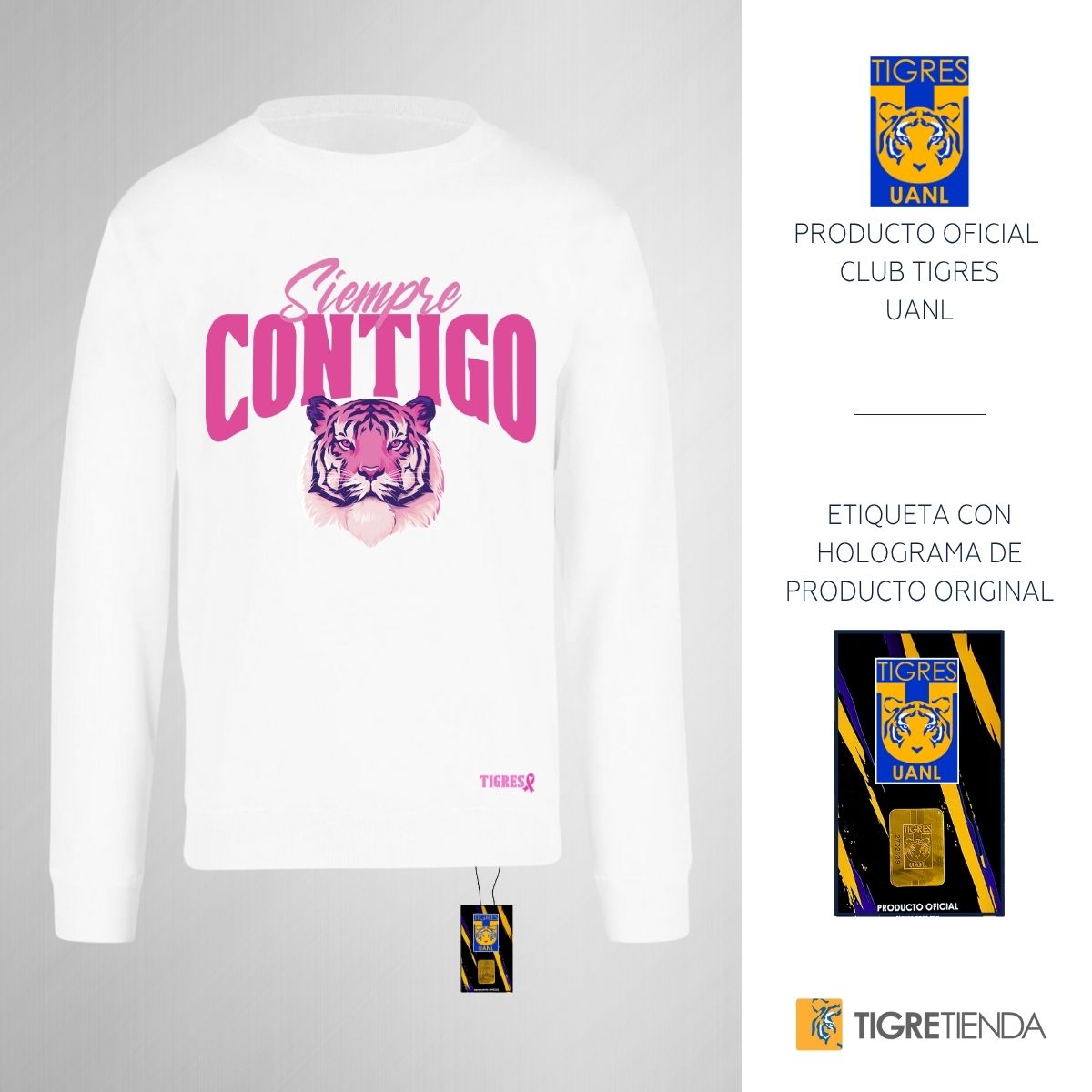 Sudadera Mujer Tigres UANL Siempre contigo rosa