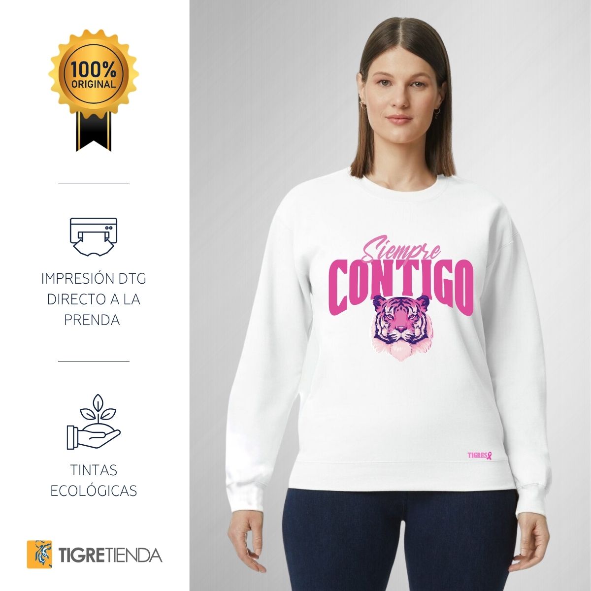 Sudadera Mujer Tigres UANL Siempre contigo rosa