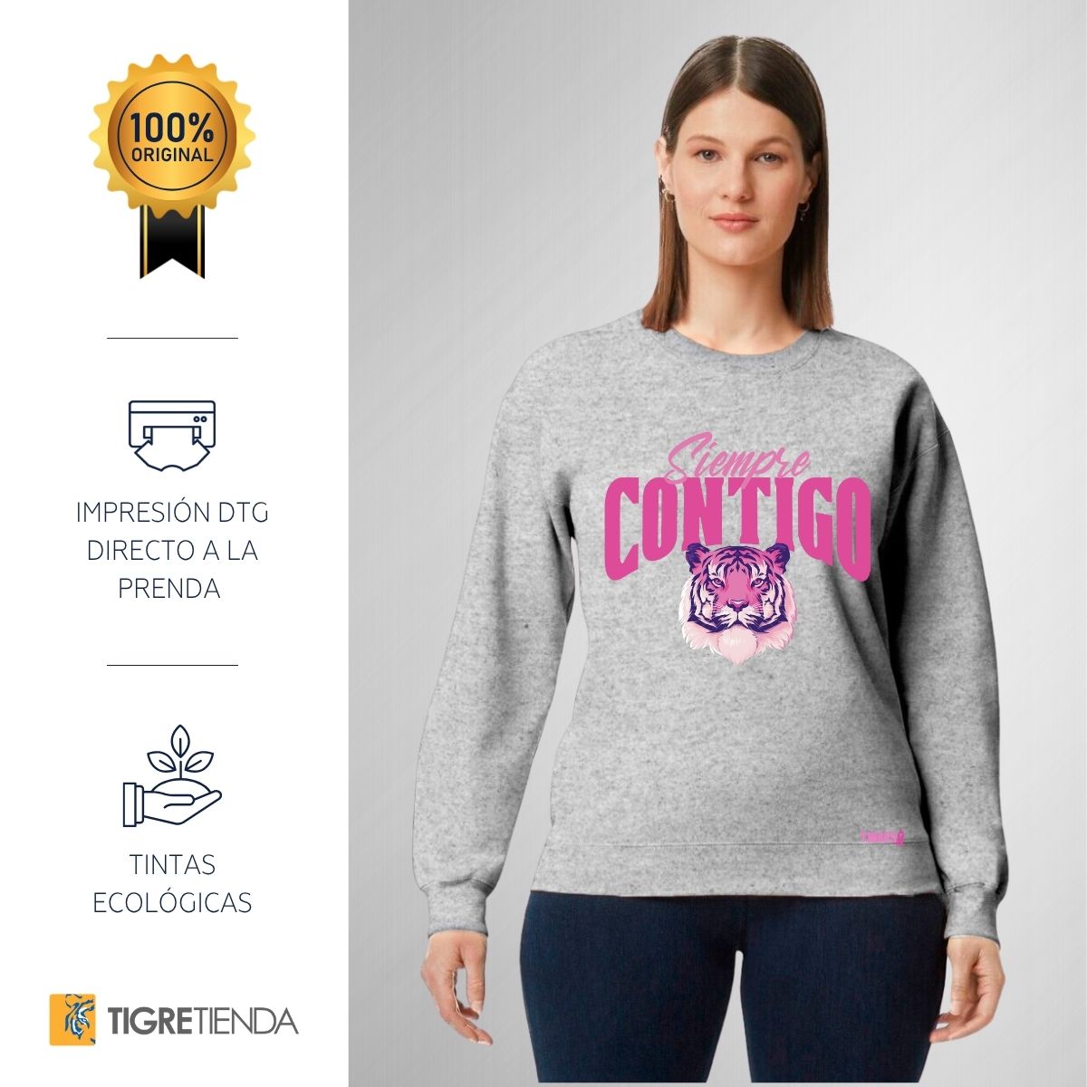Sudadera Mujer Tigres UANL Siempre contigo rosa