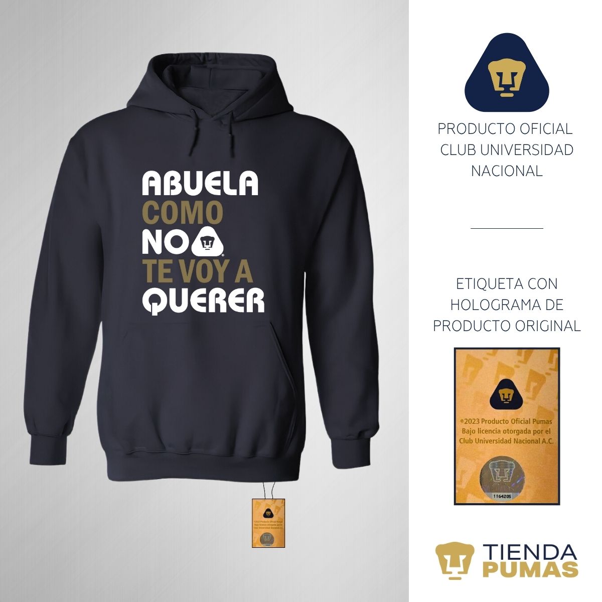 Sudadera Mujer Hoodie Pumas UNAM Abuela A Querer