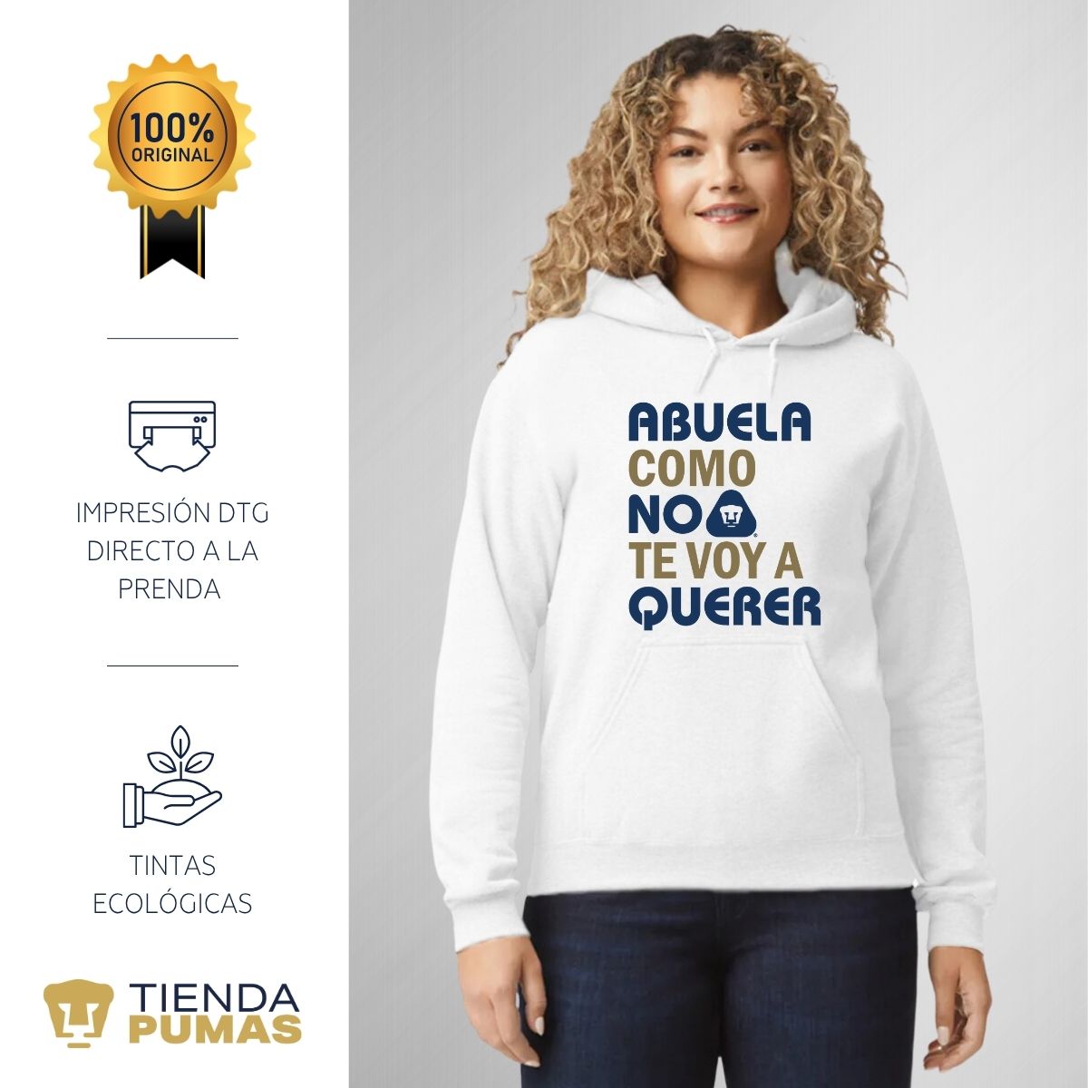 Sudadera Mujer Hoodie Pumas UNAM Abuela A Querer