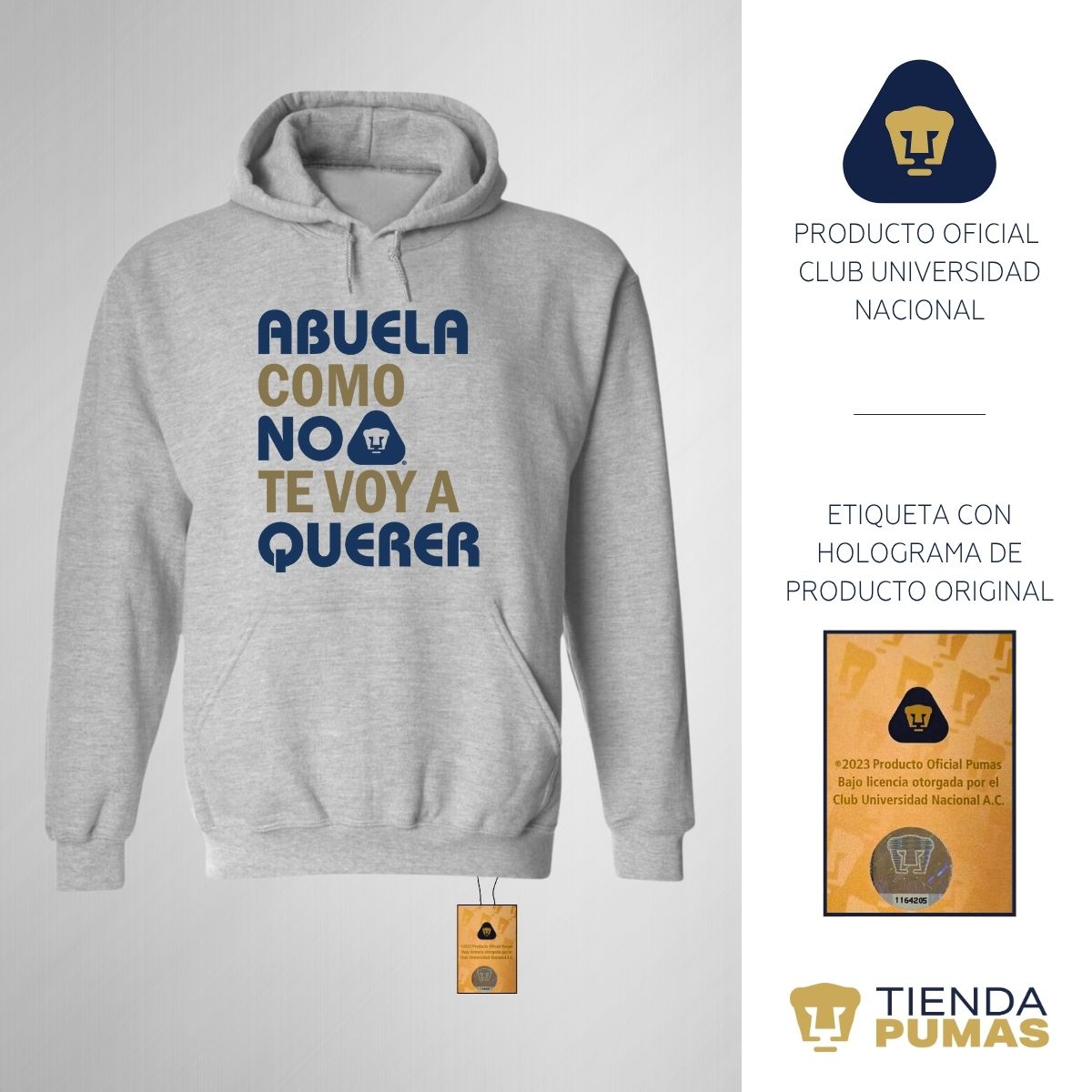 Sudadera Mujer Hoodie Pumas UNAM Abuela A Querer