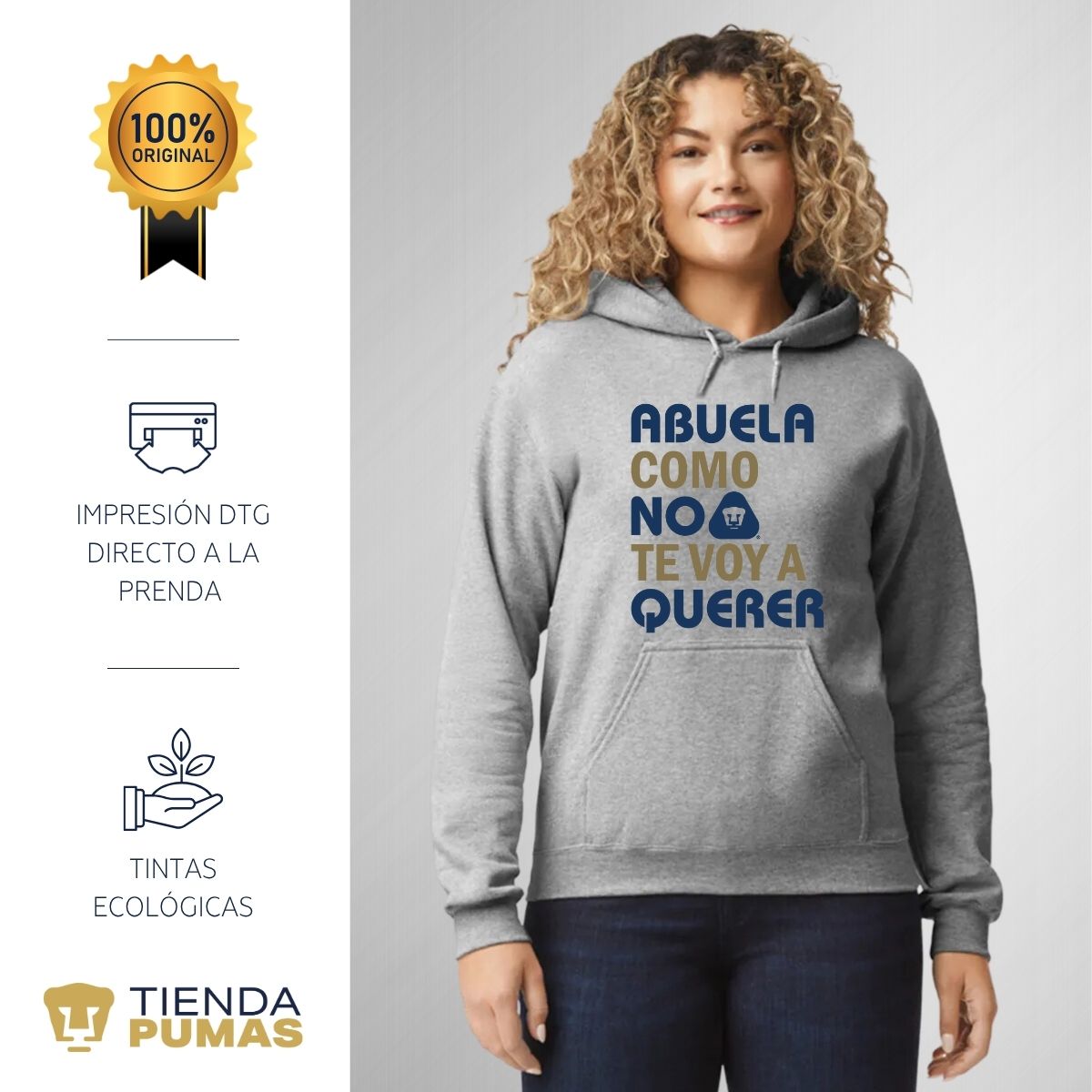 Sudadera Mujer Hoodie Pumas UNAM Abuela A Querer