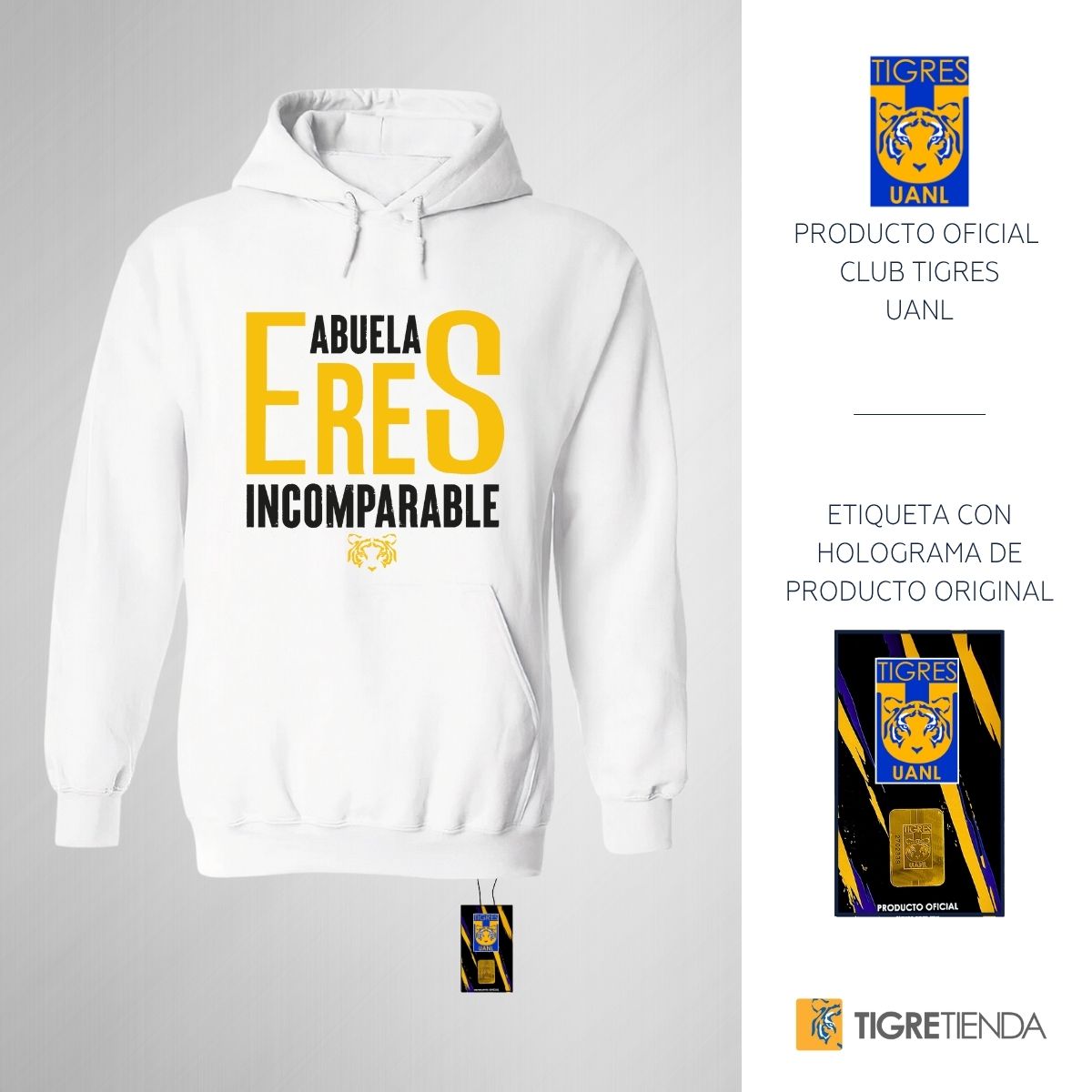 Sudadera Mujer Hoodie Tigres UANL Incomparable abuela