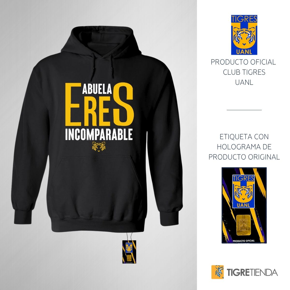Sudadera Mujer Hoodie Tigres UANL Incomparable abuela