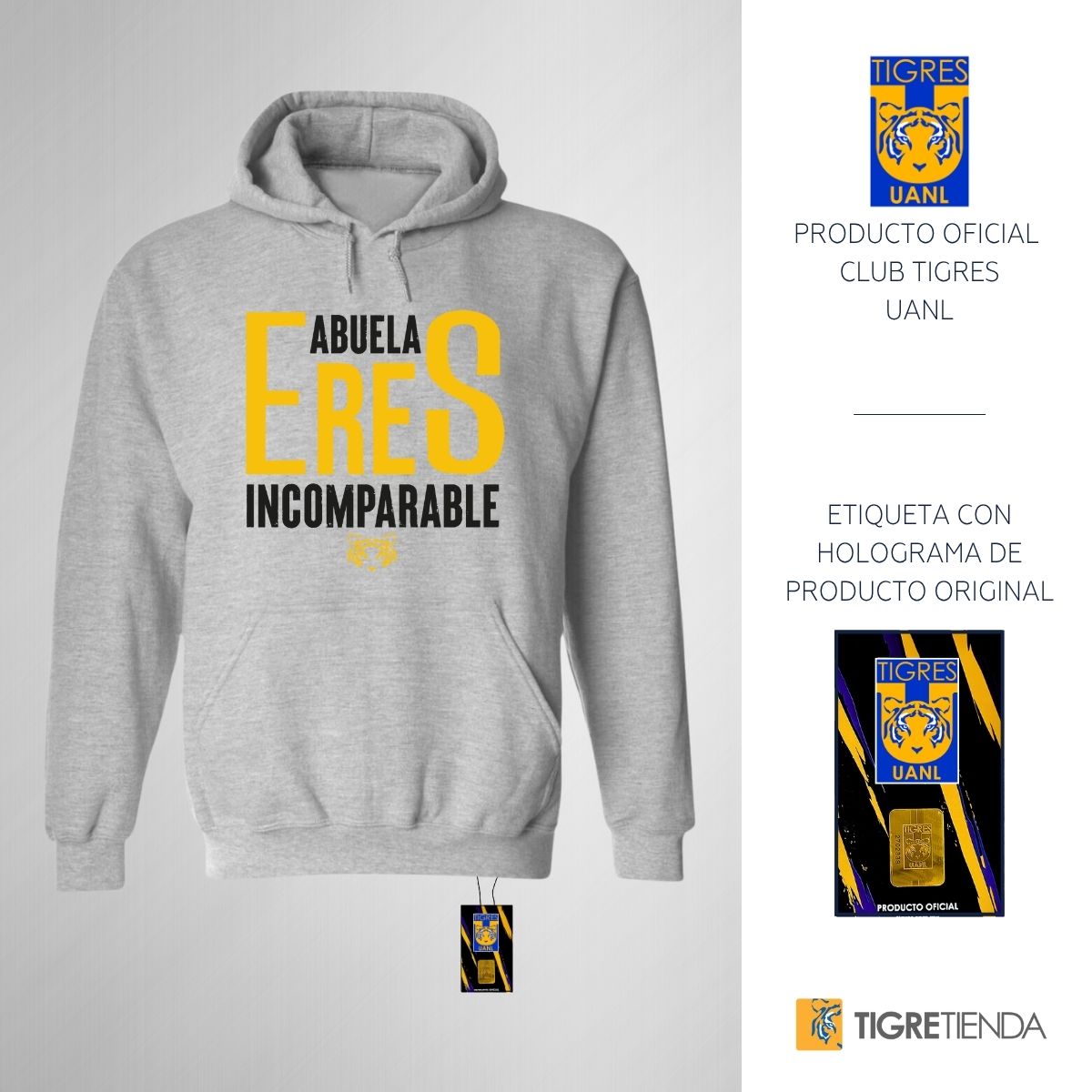 Sudadera Mujer Hoodie Tigres UANL Incomparable abuela