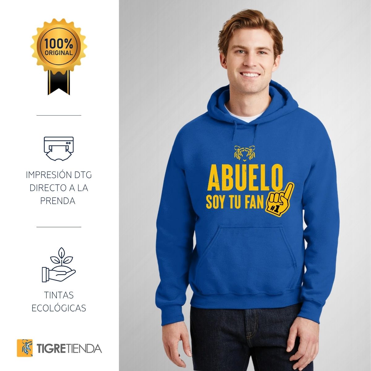 Sudadera Hombre Hoodie Tigres UANL Abuelo soy fan
