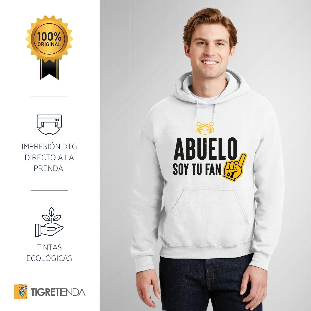 Sudadera Hombre Hoodie Tigres UANL Abuelo soy fan
