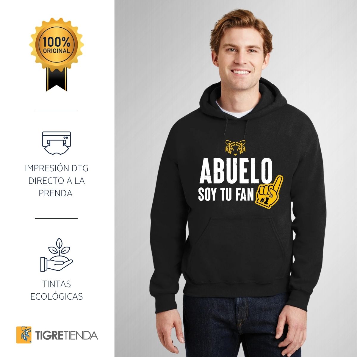 Sudadera Hombre Hoodie Tigres UANL Abuelo soy fan