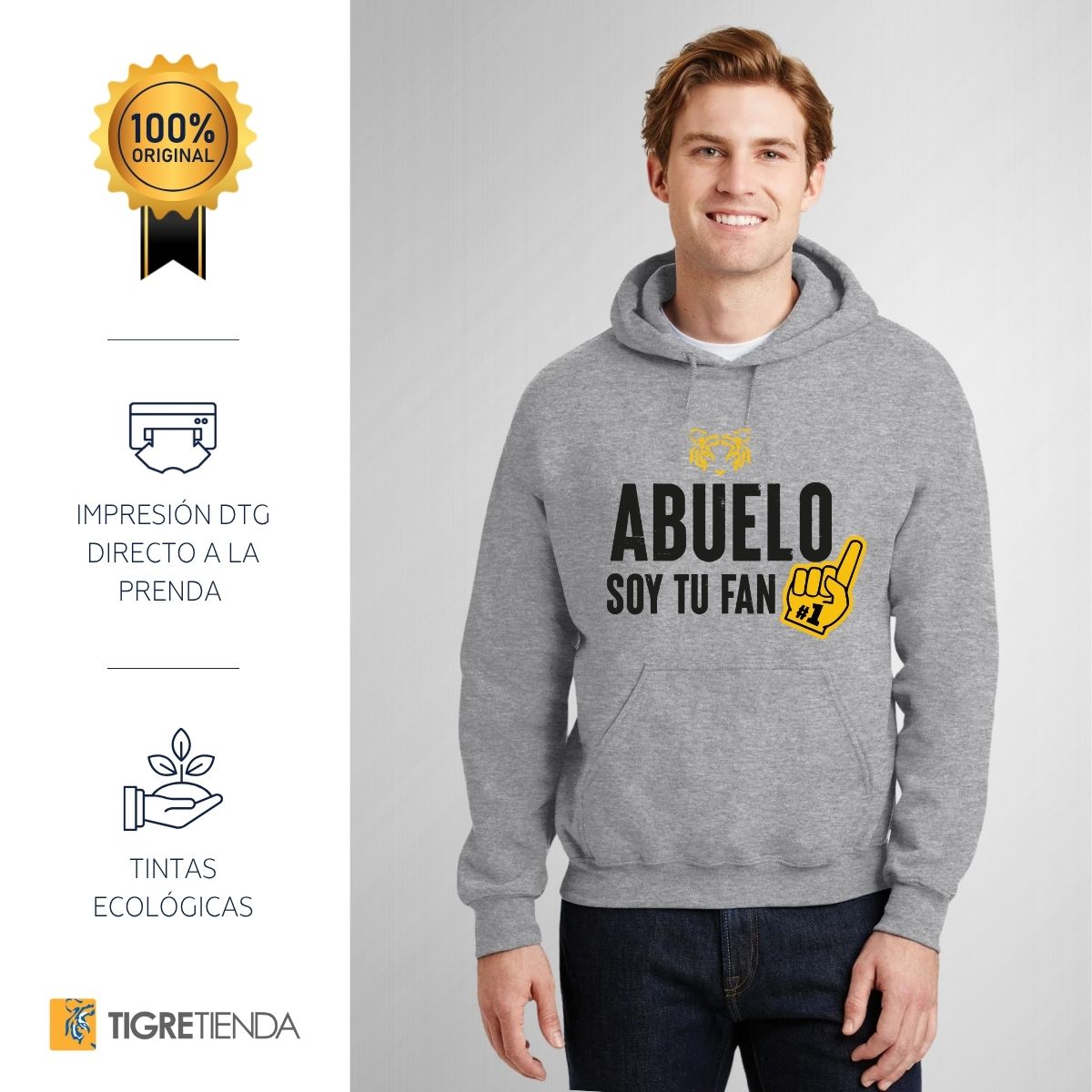 Sudadera Hombre Hoodie Tigres UANL Abuelo soy fan