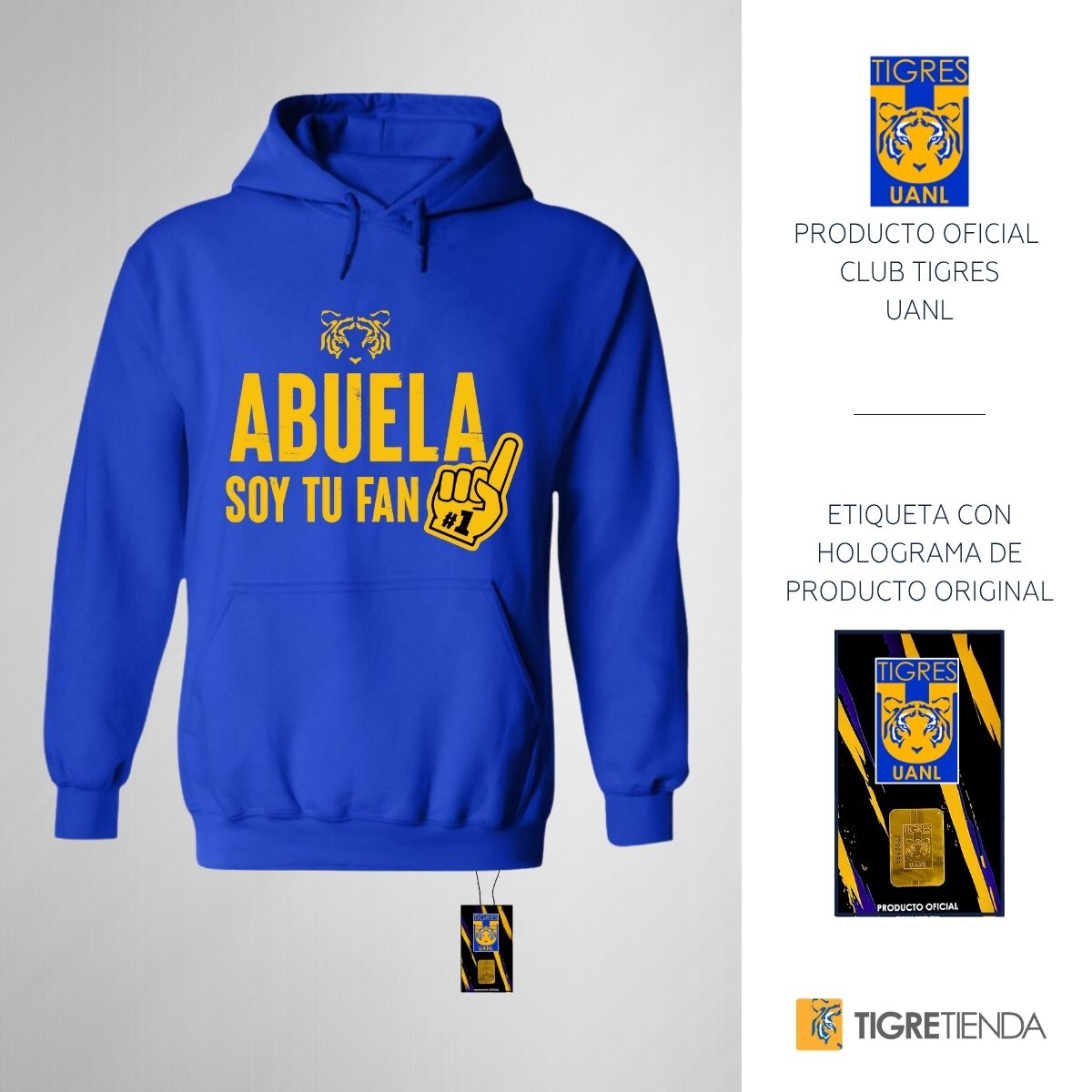 Sudadera Mujer Hoodie Tigres UANL Abuela soy fan