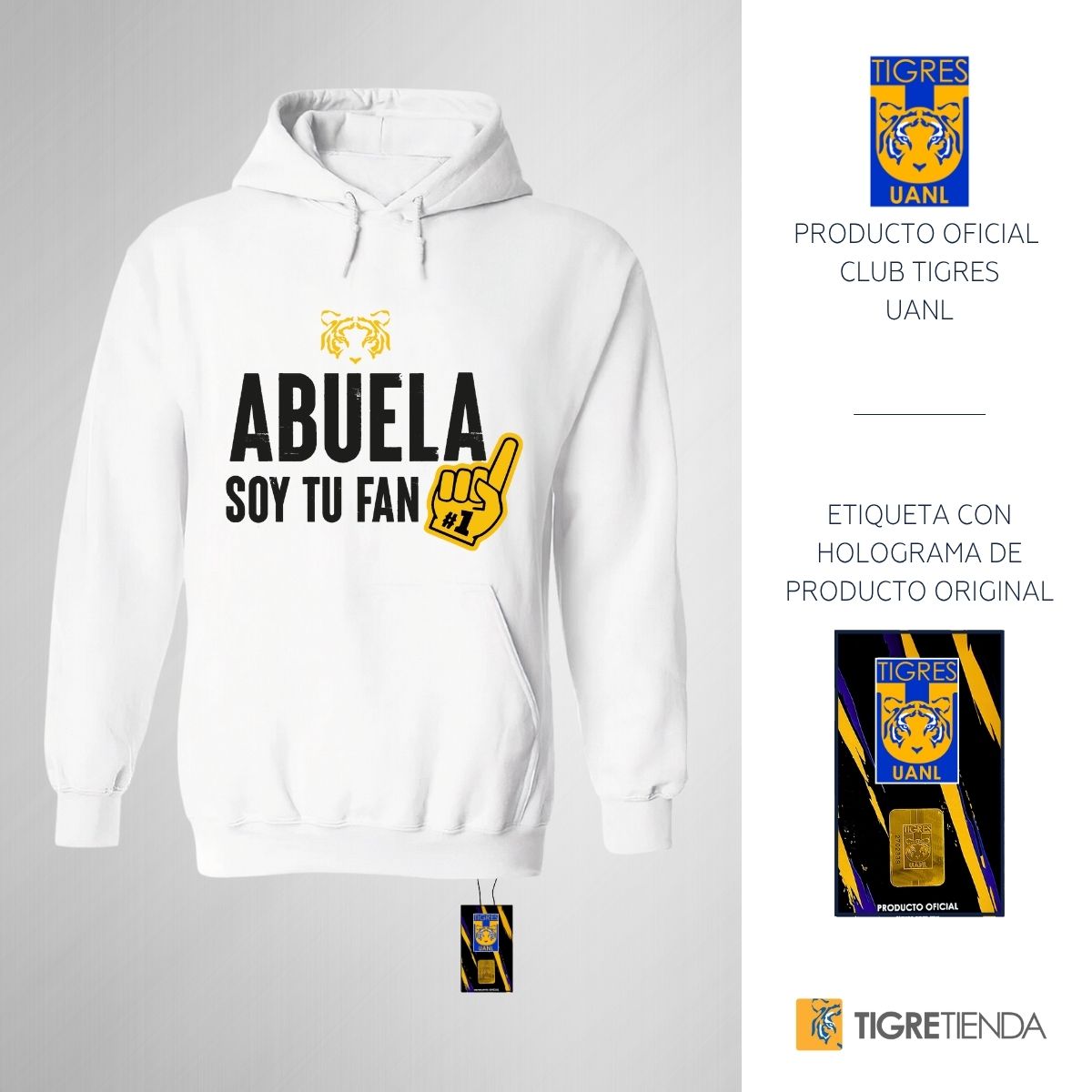 Sudadera Mujer Hoodie Tigres UANL Abuela soy fan