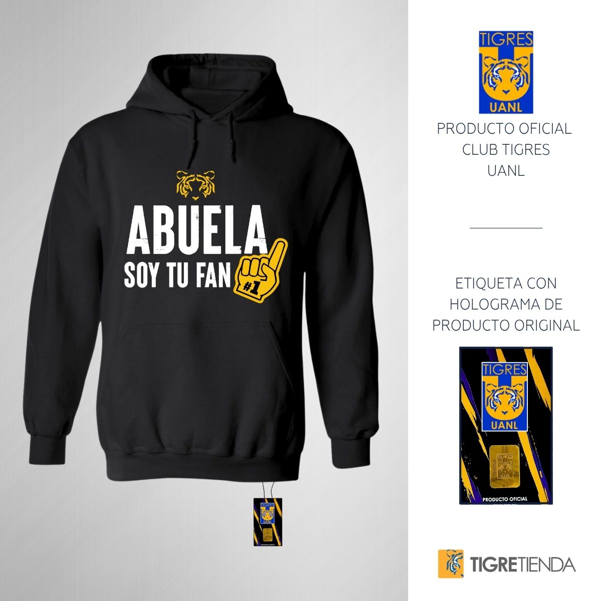 Sudadera Mujer Hoodie Tigres UANL Abuela soy fan