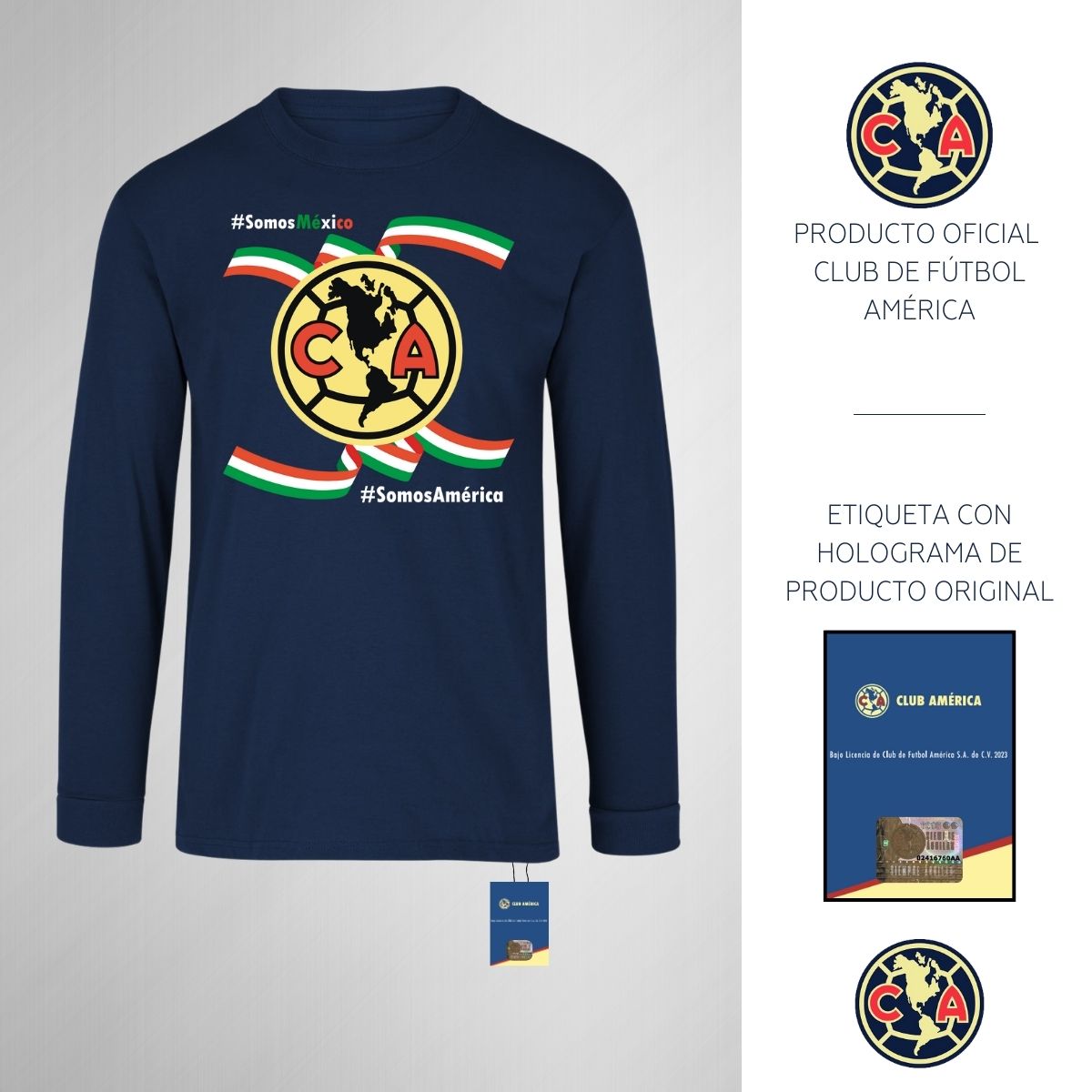 Playera M Larga Niños América Independencia México