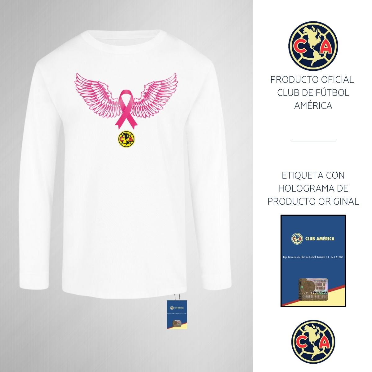 Playera M Larga Niños América Vs Cáncer Mama