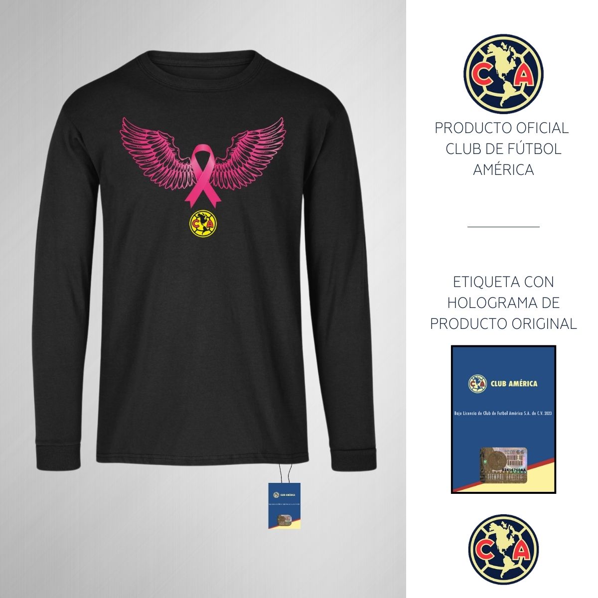 Playera M Larga Niños América Vs Cáncer Mama