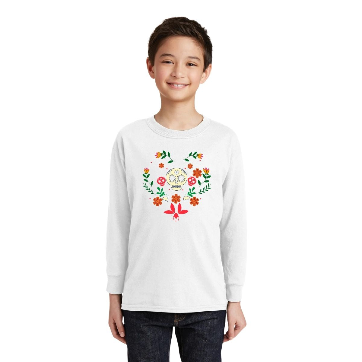 Playera M Larga Niños América Día de muertos Flores