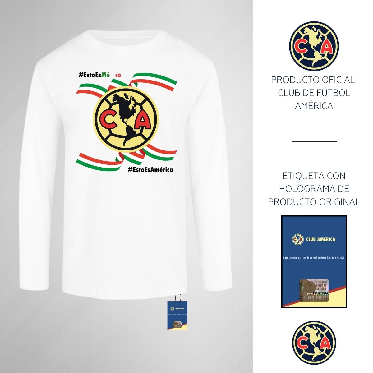Playera M Larga Niños América Independencia México 2