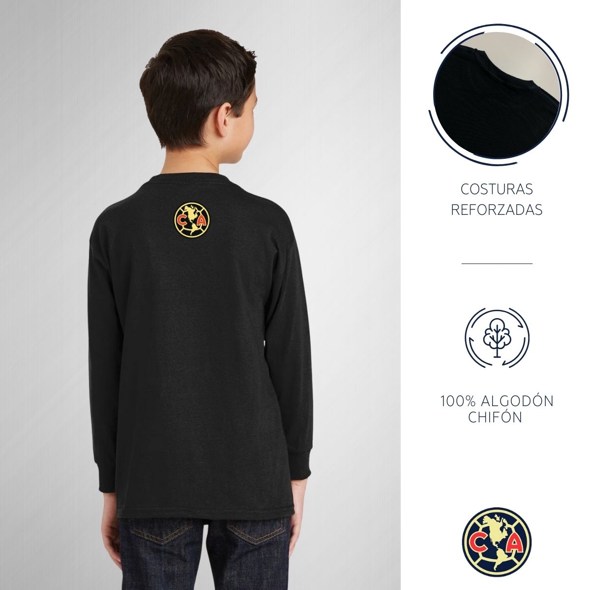 Playera M Larga Niños América Independencia México 2