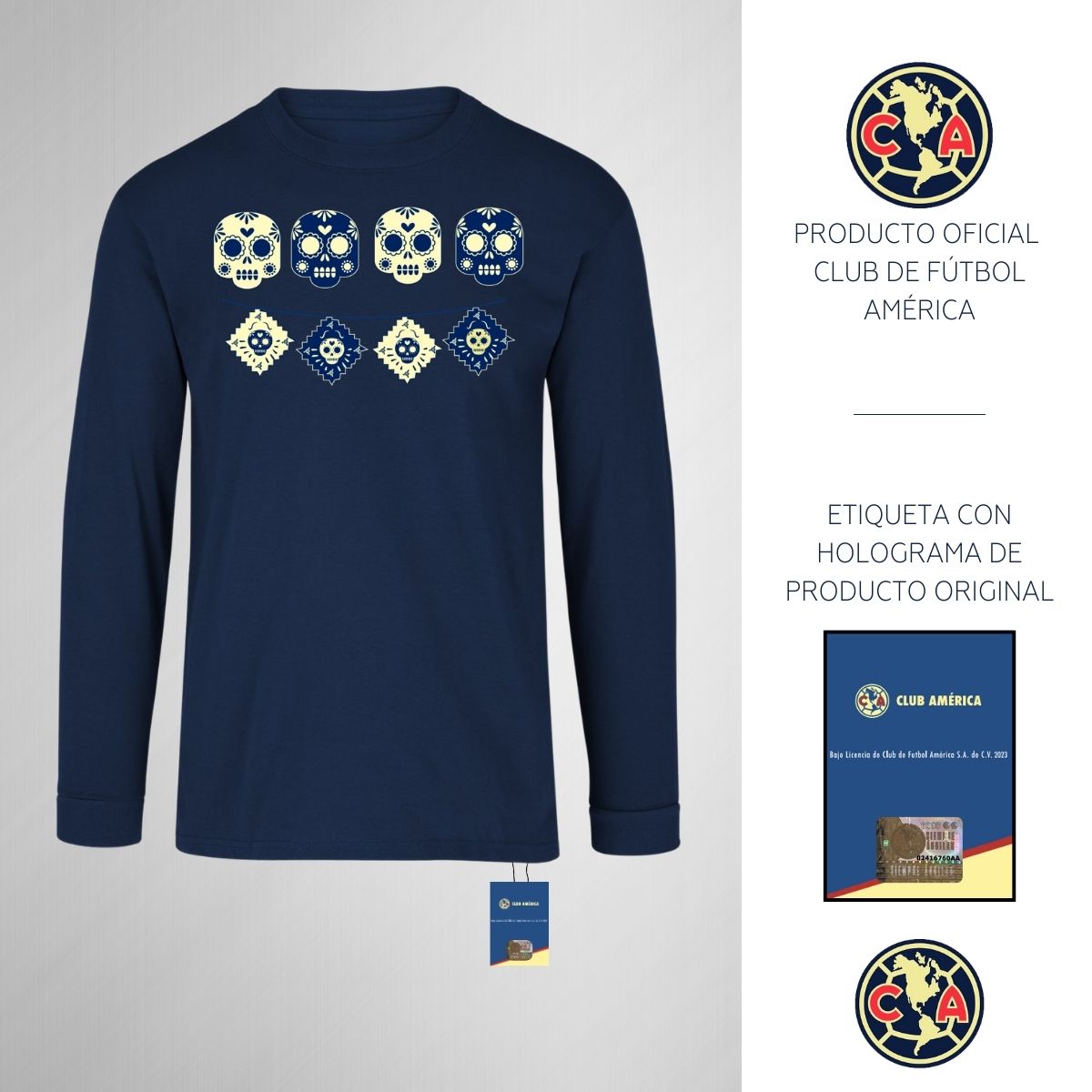Playera M Larga Niños América Día de muertos Calavera